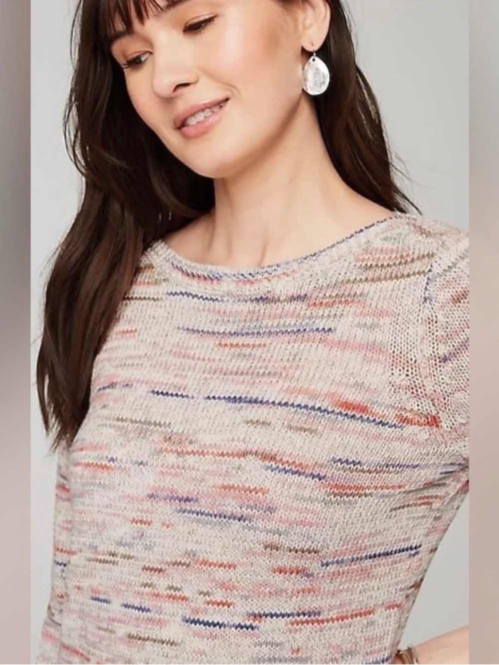 J. Jill Space Dyed Pullover Long 100% Cotton Tunic Sweater Women Sz Small Petite